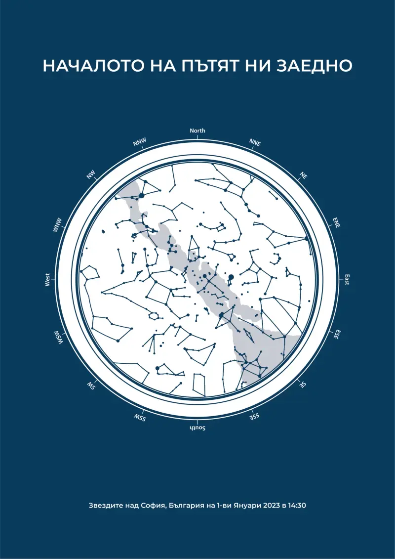 Синя с бял компас